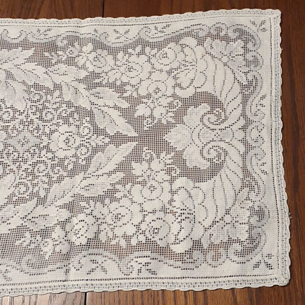 Vintage white lace 39" X 13" table runner - Picture 2 of 7